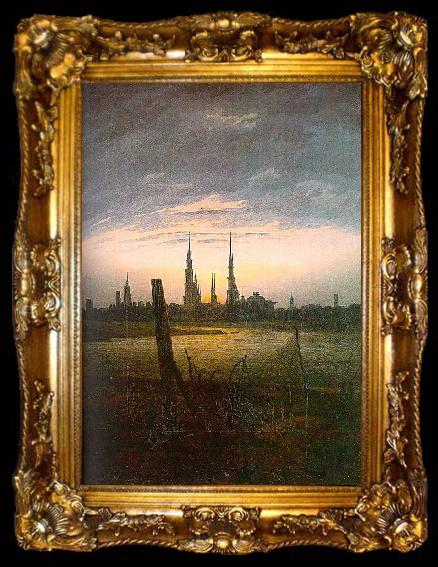 framed  Caspar David Friedrich City at Moonrise, ta009-2